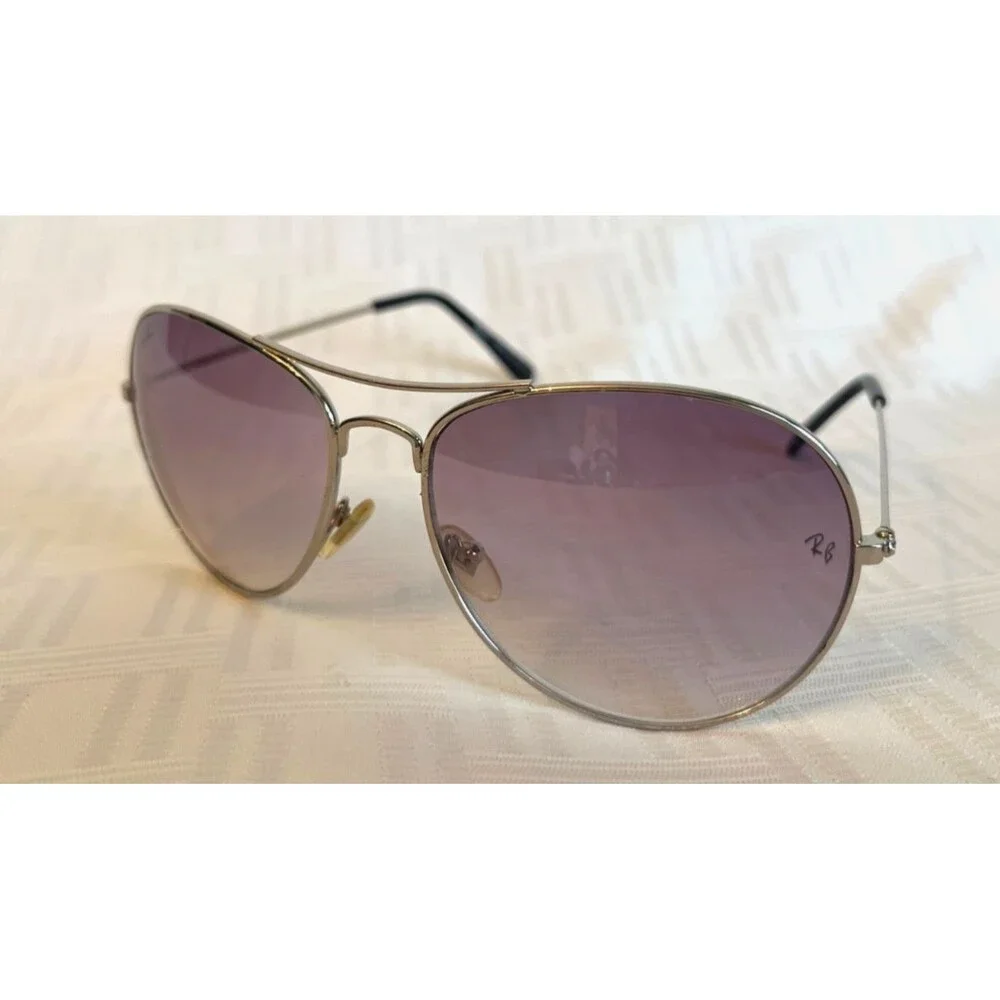 Ray-Ban RB3025 Aviator Sunglasses Gradient Purple Polarized Lens 58mm Italy